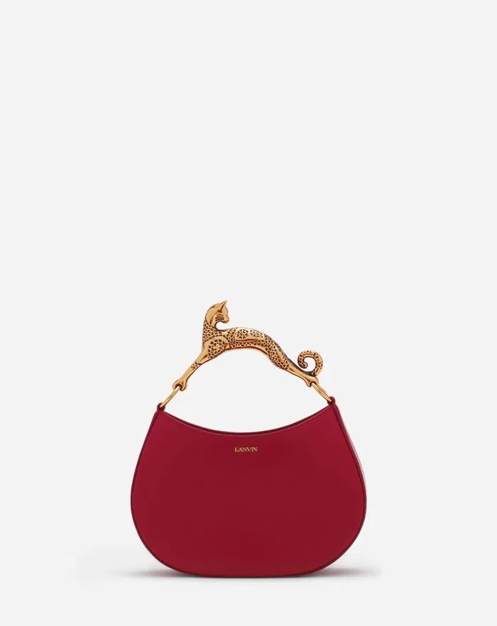 Women Lanvin Hobo Hobo Cat Leather Bag Turkish Red