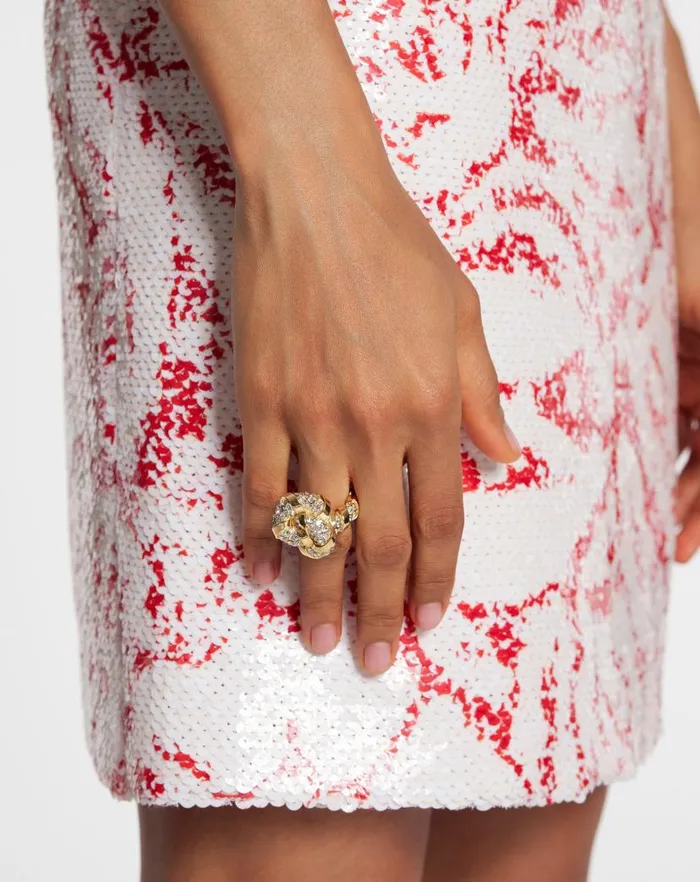 Women Lanvin Jewelry Rhinestone Melodie Ring Goldcrystal