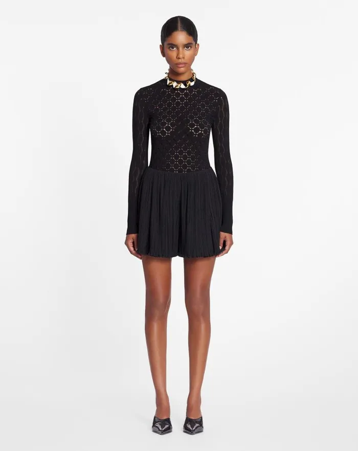 Women Lanvin Knitwear Longsleeved Top In Lace Effect Knit Black Women Lanvin Knitwear Longsleeved Top In Lace Effect Knit Black