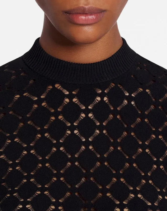 Women Lanvin Knitwear Longsleeved Top In Lace Effect Knit Black Women Lanvin Knitwear Longsleeved Top In Lace Effect Knit Black