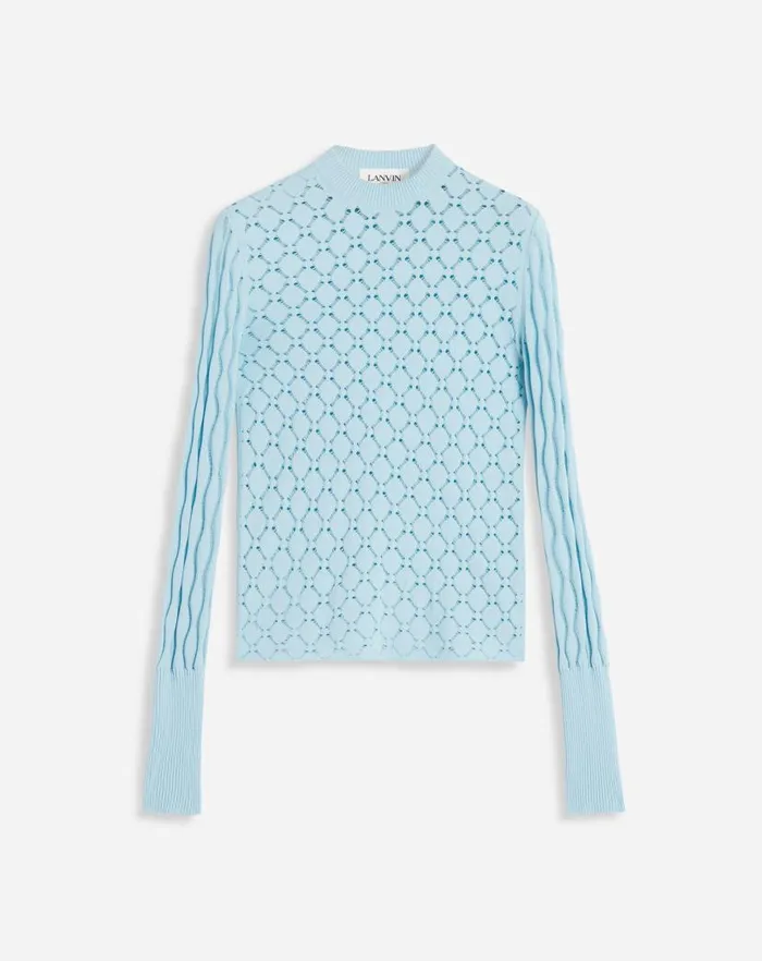 Women Lanvin Knitwear Longsleeved Top In Lace Effect Knit Budgie