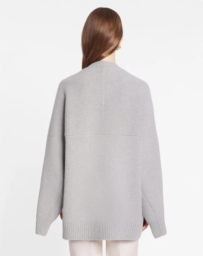 Women Lanvin Knitwear Round Neck Cape Back Jumper In Wool And Cashmere Light Grey