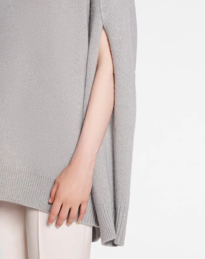 Women Lanvin Knitwear Round Neck Cape Back Jumper In Wool And Cashmere Light Grey