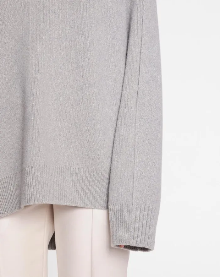 Women Lanvin Knitwear Round Neck Cape Back Jumper In Wool And Cashmere Light Grey