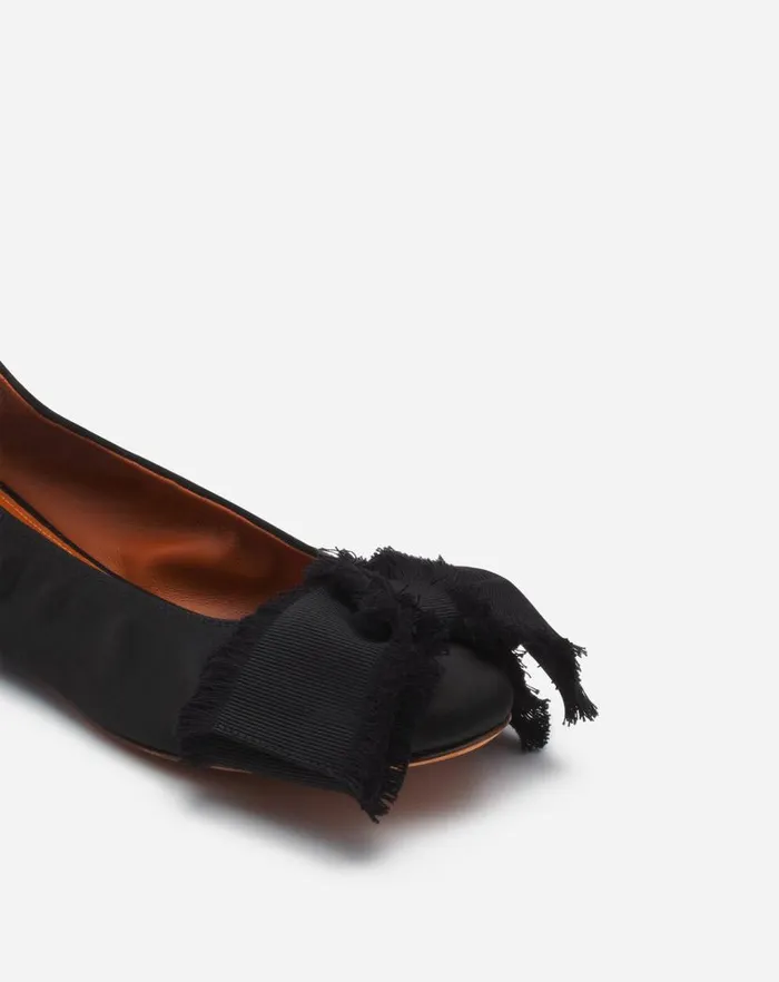 Women Lanvin Loafers Ballerina Flat With A Satin Bow Black Women Lanvin Loafers Ballerina Flat With A Satin Bow Black