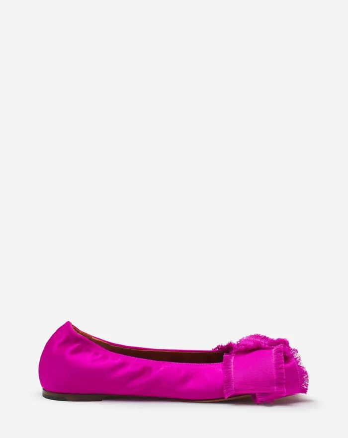 Women Lanvin Loafers Ballerina Flat With A Satin Bow Fuchsia