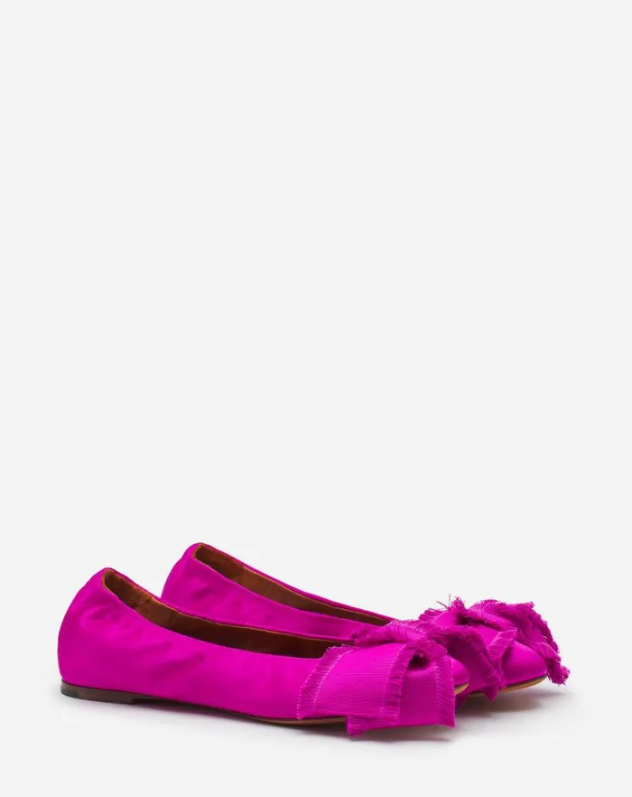 Women Lanvin Loafers Ballerina Flat With A Satin Bow Fuchsia