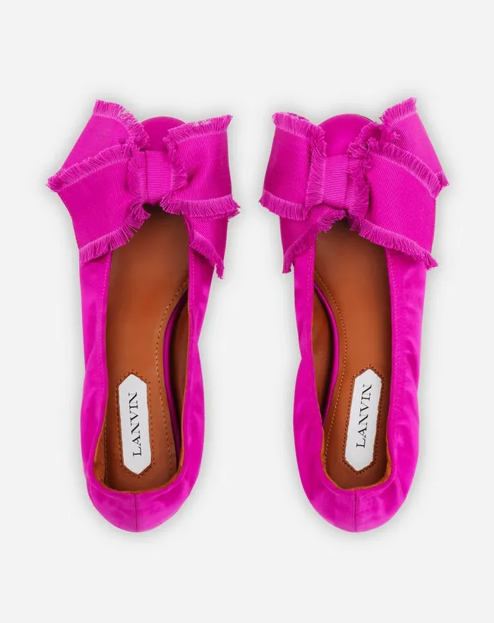 Women Lanvin Loafers Ballerina Flat With A Satin Bow Fuchsia