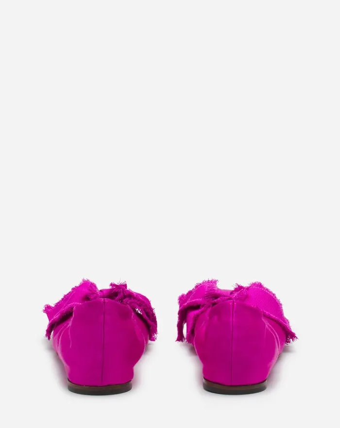 Women Lanvin Loafers Ballerina Flat With A Satin Bow Fuchsia