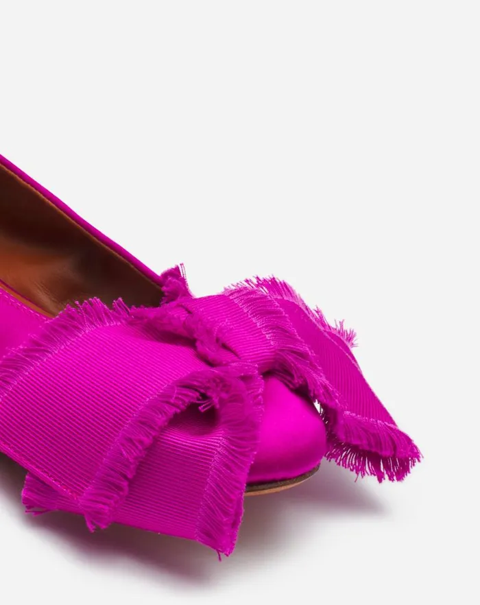 Women Lanvin Loafers Ballerina Flat With A Satin Bow Fuchsia