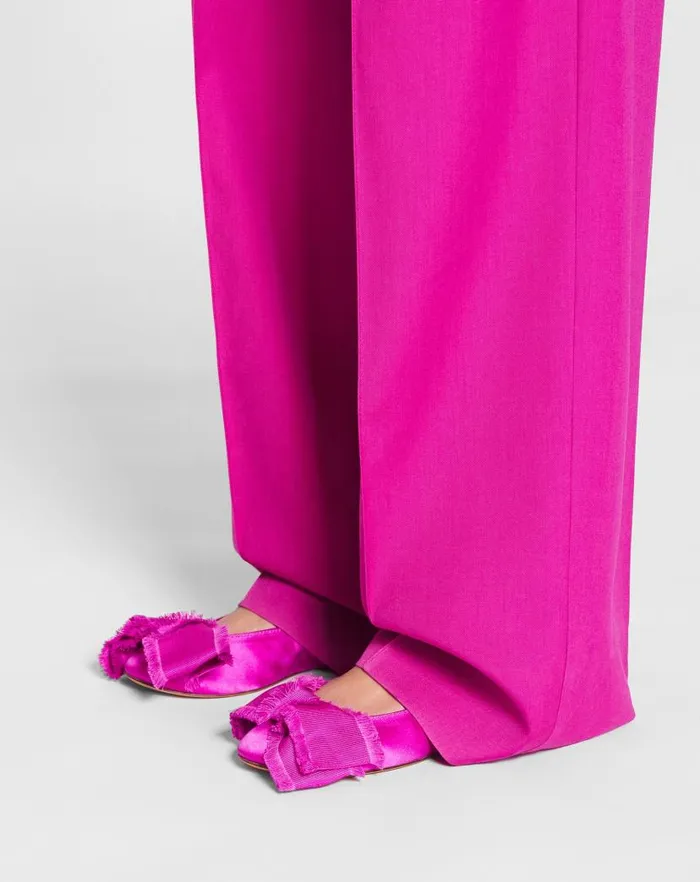 Women Lanvin Loafers Ballerina Flat With A Satin Bow Fuchsia