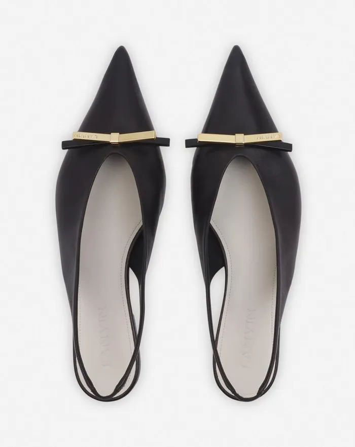 Women Lanvin Loafers Lanvin Bow Leather Slingback Black Women Lanvin Loafers Lanvin Bow Leather Slingback Black