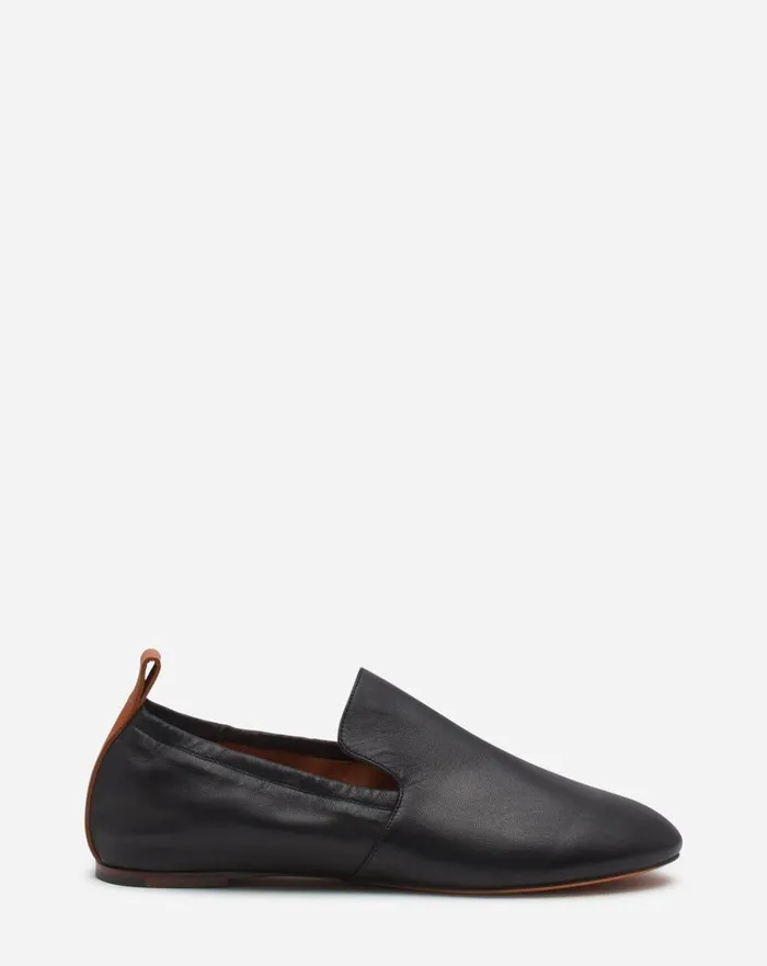 Women Lanvin Loafers Leather Ballerina Loafers Black