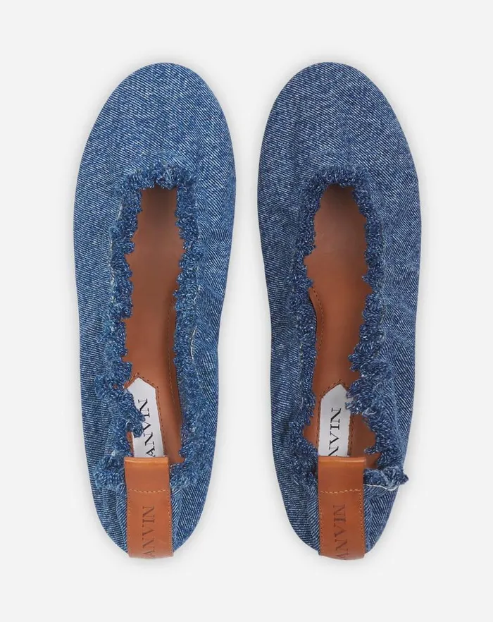 Women Lanvin Loafers The Ballerina Flat In Denim Denim Blue Women Lanvin Loafers The Ballerina Flat In Denim Denim Blue
