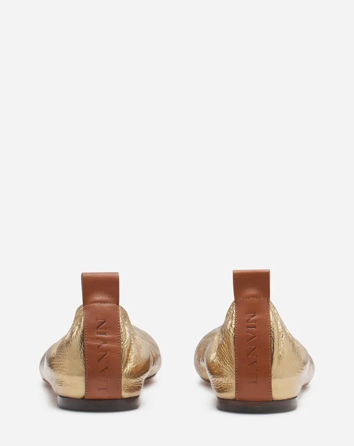 Women Lanvin Loafers The Ballerina Flat In Metallic Leather Gold