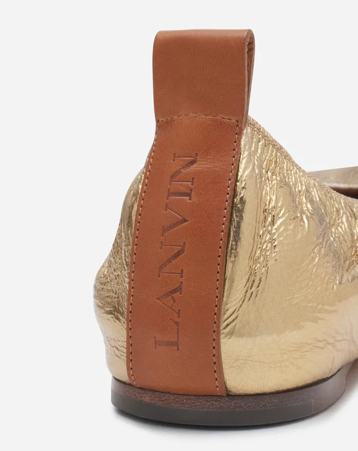 Women Lanvin Loafers The Ballerina Flat In Metallic Leather Gold