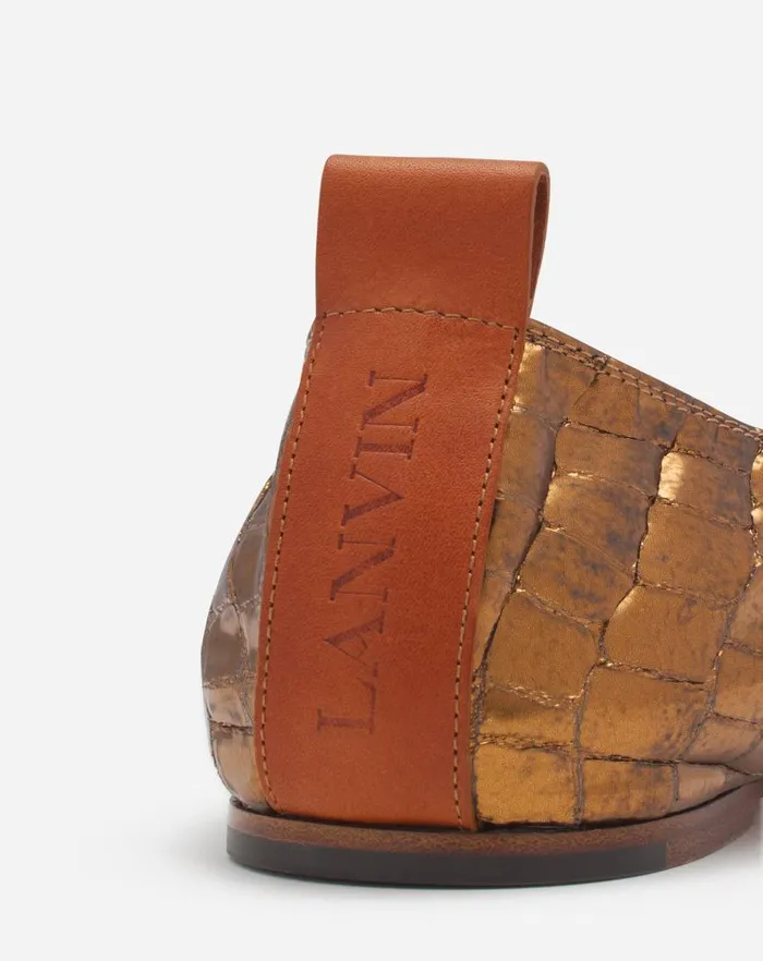 Women Lanvin Loafers The Ballerina In Crocodileeffect Leather Gold