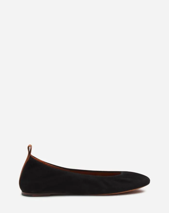 Women Lanvin Loafers The Suede Ballerina Flat Black