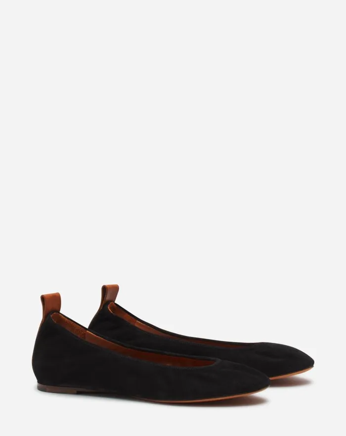 Women Lanvin Loafers The Suede Ballerina Flat Black Women Lanvin Loafers The Suede Ballerina Flat Black