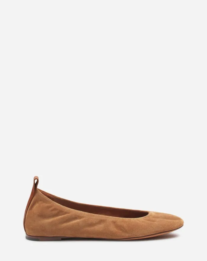 Women Lanvin Loafers The Suede Ballerina Flat Brown