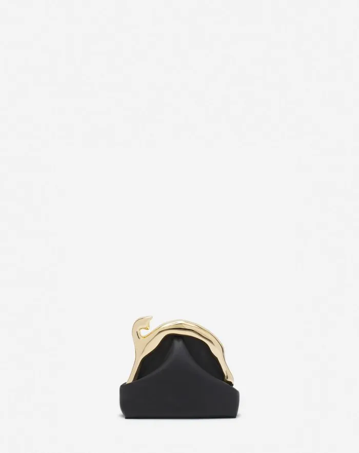 Women Lanvin Mini Bags and Clutches Fusion Cat Leather Clutch Bag Black