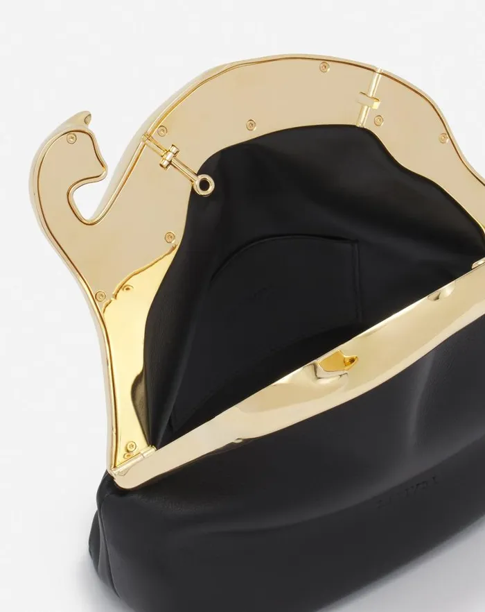 Women Lanvin Mini Bags and Clutches Fusion Cat Leather Clutch Bag Black Women Lanvin Mini Bags and Clutches Fusion Cat Leather Clutch Bag Black