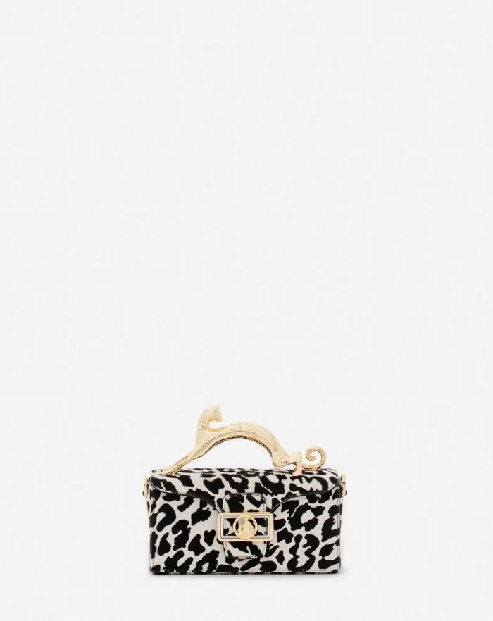 Women Lanvin Mini Bags and Clutches Nano Pencil Cat Bag In Ponyeffect Leather Blackwhite Women Lanvin Mini Bags and Clutches Nano Pencil Cat Bag In Ponyeffect Leather Blackwhite