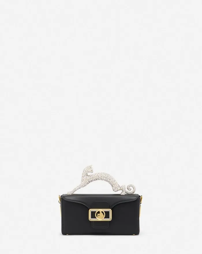 Women Lanvin Mini Bags and Clutches Nano Pencil Cat Leather And Rhinestone Bag Black Women Lanvin Mini Bags and Clutches Nano Pencil Cat Leather And Rhinestone Bag Black