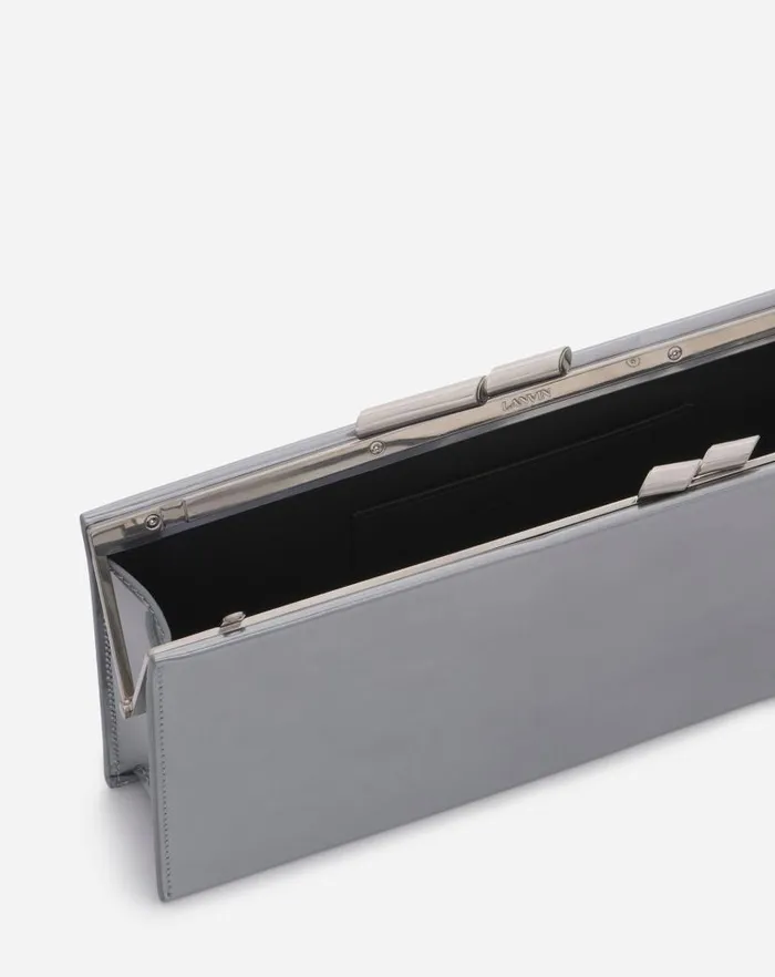 Women Lanvin Mini Bags and Clutches Sequence By Lanvin Metallic Leather Clutch Bag Silver