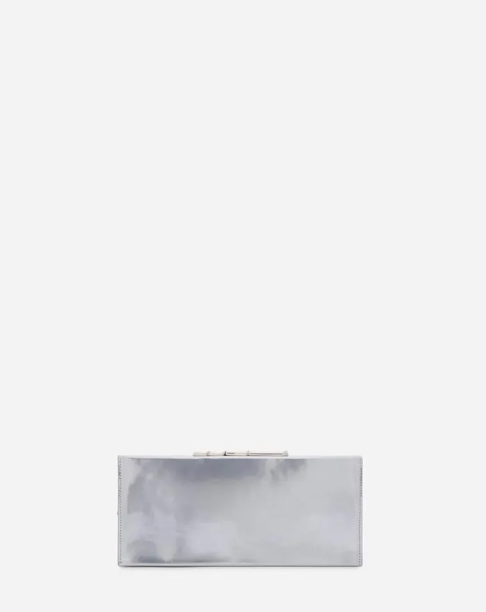 Women Lanvin Mini Bags and Clutches Sequence By Lanvin Metallic Leather Clutch Bag Silver