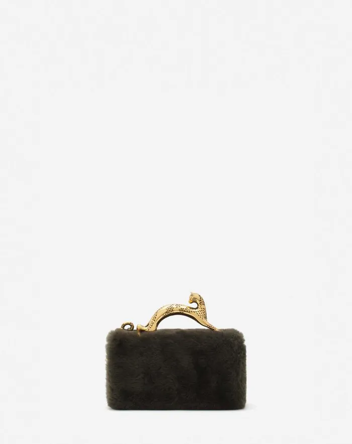 Women Lanvin Mini Bags and Clutches Shearling Nano Pencil Cat Bag Loden Women Lanvin Mini Bags and Clutches Shearling Nano Pencil Cat Bag Loden