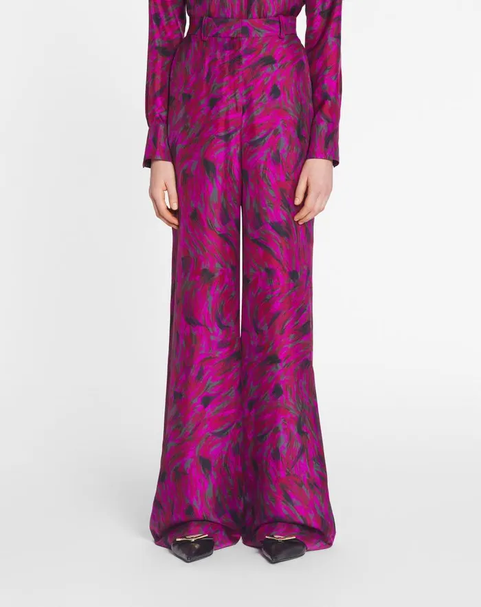 Women Lanvin Pants Printed Wide Leg Pants Fuchsia Women Lanvin Pants Printed Wide Leg Pants Fuchsia