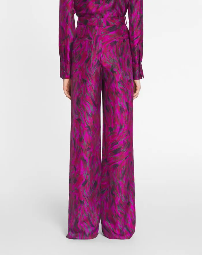 Women Lanvin Pants Printed Wide Leg Pants Fuchsia Women Lanvin Pants Printed Wide Leg Pants Fuchsia