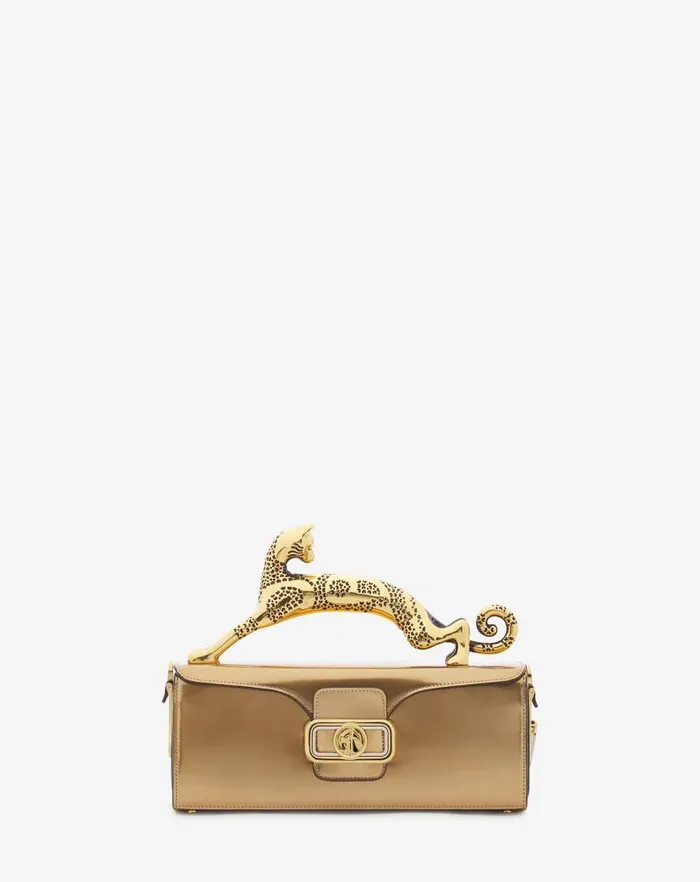 Women Lanvin Pencil Medium Pencil Cat Bag In Metallic Leather Gold