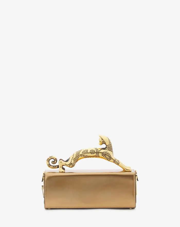 Women Lanvin Pencil Medium Pencil Cat Bag In Metallic Leather Gold