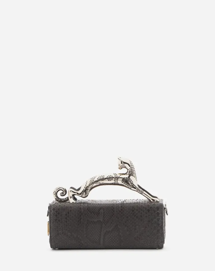 Women Lanvin Pencil Medium Pencil Cat Bag In Python Anthracite