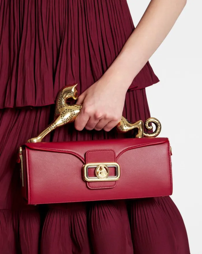 Women Lanvin Pencil Medium Pencil Cat Leather Bag Burgundy