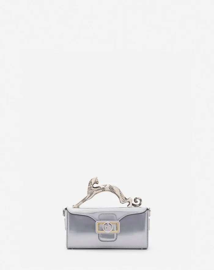 Women Lanvin Pencil Nano Pencil Cat Bag In Metallic Leather Silver