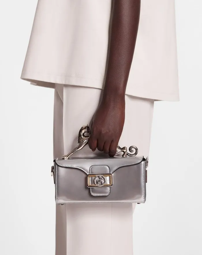 Women Lanvin Pencil Nano Pencil Cat Bag In Metallic Leather Silver