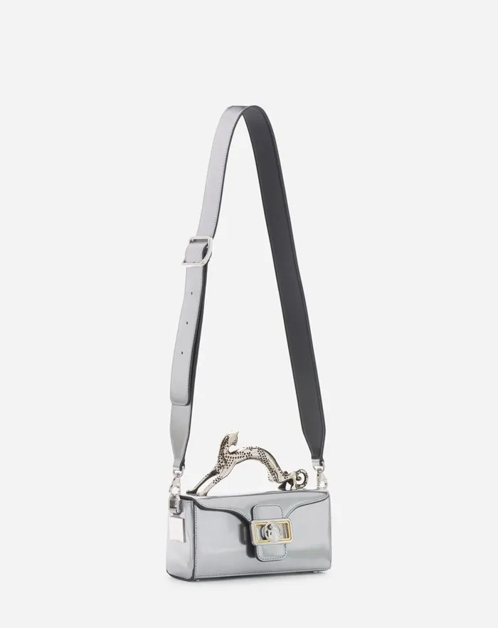 Women Lanvin Pencil Nano Pencil Cat Bag In Metallic Leather Silver
