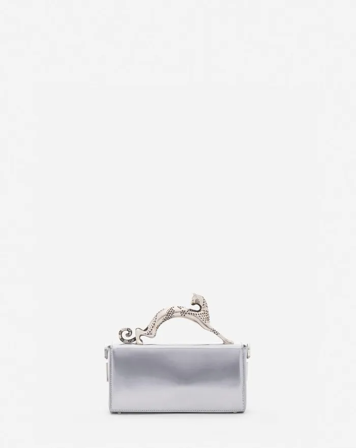 Women Lanvin Pencil Nano Pencil Cat Bag In Metallic Leather Silver