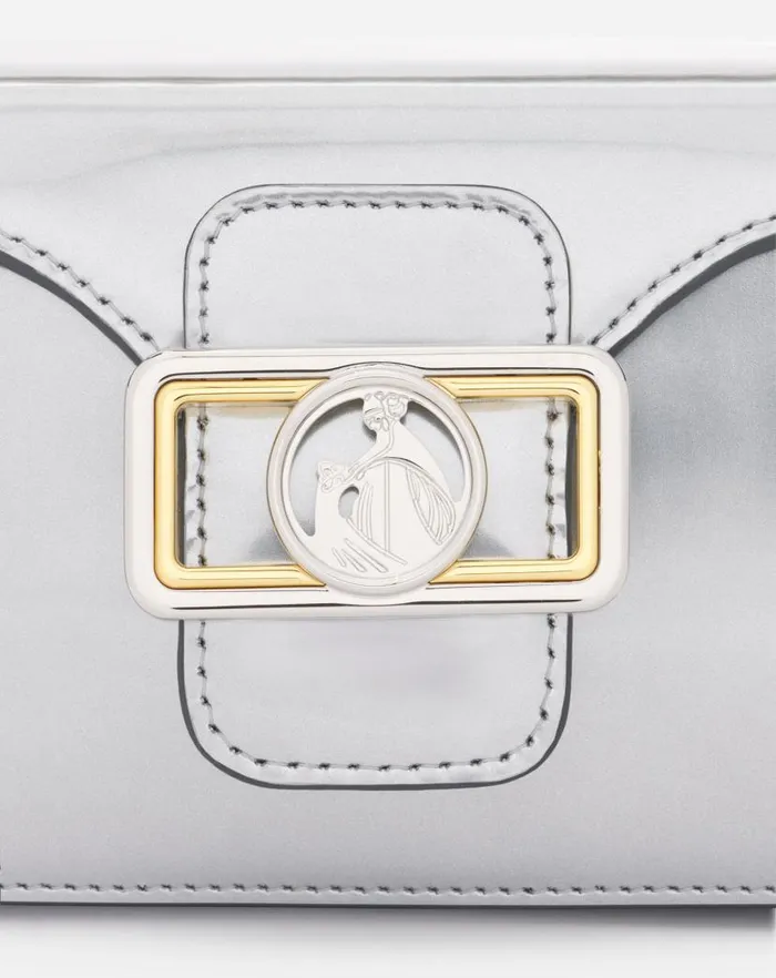 Women Lanvin Pencil Nano Pencil Cat Bag In Metallic Leather Silver