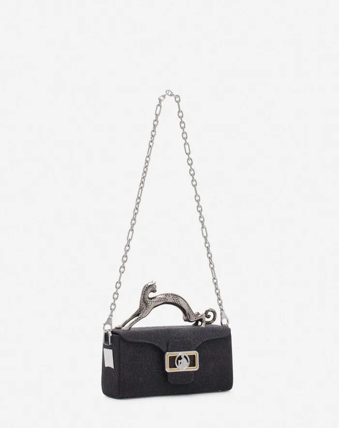 Women Lanvin Pencil Nano Pencil Cat Bag In Suede Black Women Lanvin Pencil Nano Pencil Cat Bag In Suede Black