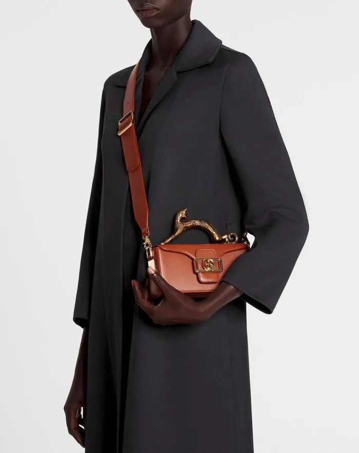 Women Lanvin Pencil Nano Pencil Cat Leather Bag Tan