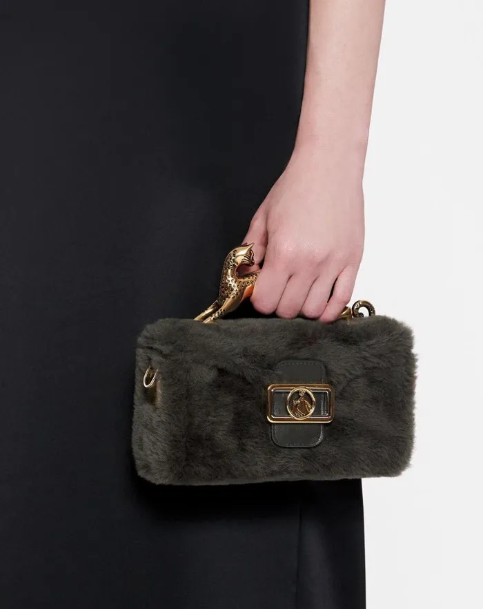 Women Lanvin Pencil Shearling Nano Pencil Cat Bag Loden Women Lanvin Pencil Shearling Nano Pencil Cat Bag Loden