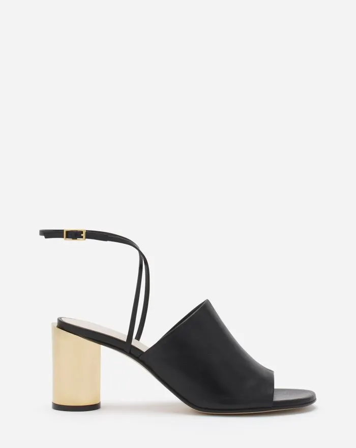 Women Lanvin Sandals and Mules Leather Sequence By Lanvin Chunky Heeled Sandals Blackgold