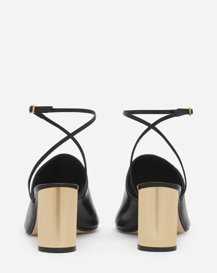 Women Lanvin Sandals and Mules Leather Sequence By Lanvin Chunky Heeled Sandals Blackgold
