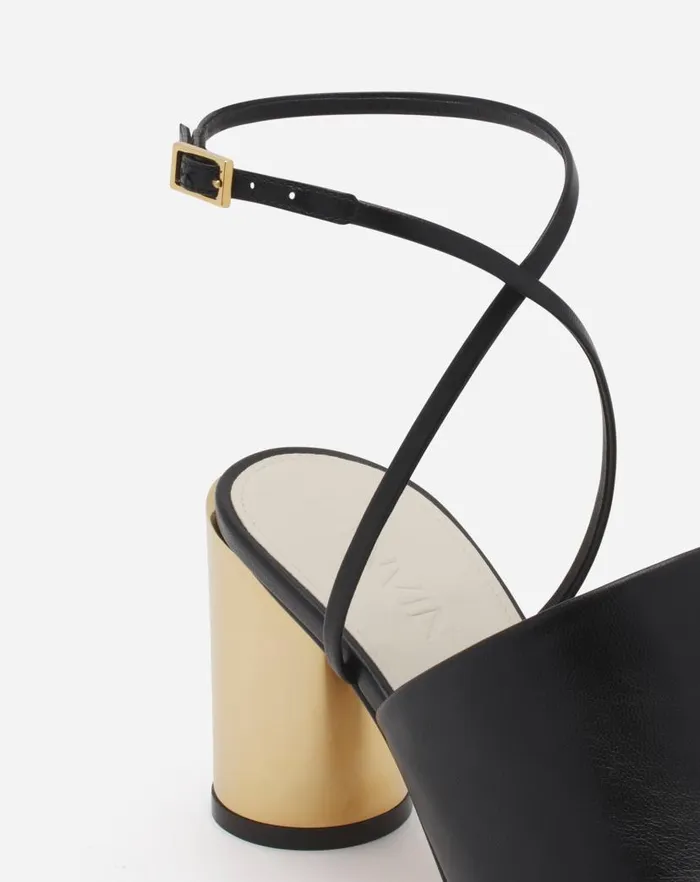 Women Lanvin Sandals and Mules Leather Sequence By Lanvin Chunky Heeled Sandals Blackgold