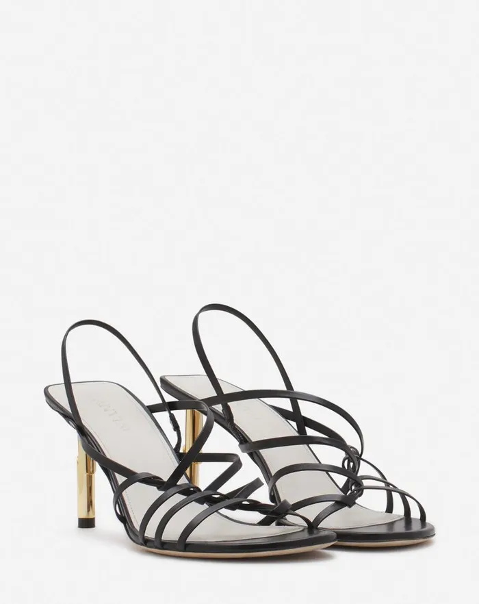 Women Lanvin Sandals and Mules Squence By Lanvin Leather Sandals Blackgold Women Lanvin Sandals and Mules Squence By Lanvin Leather Sandals Blackgold