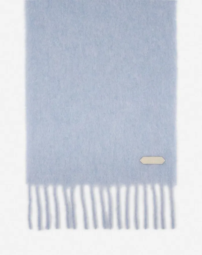 Women Lanvin Silks and Scarves Lanvin Fringed Scarf In Wool Newlanvin Blue